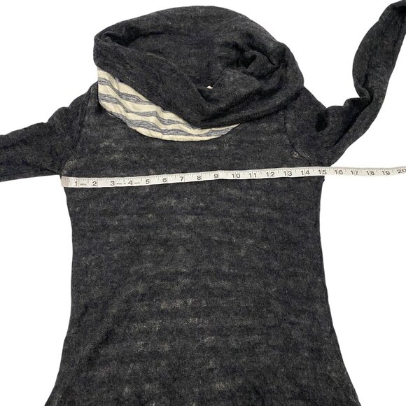 Anthropologie Moth Alpaca Wool Blend Navy Blue Striped Cowl Neck Sweater Size XS - Picture 7 of 8